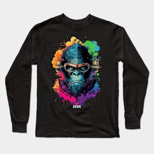 Anime Cyber Ape (Sci-Fi Ape Vintage Retro Future Design Cyberpunk Space Ape) Long Sleeve T-Shirt